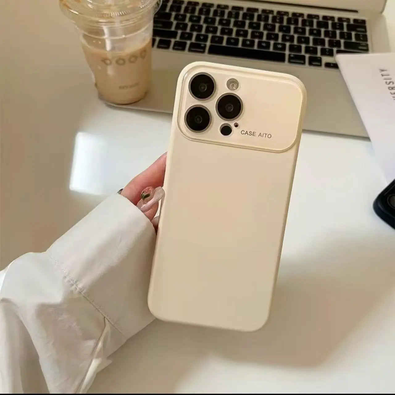 Simple Solid Color for Iphone 17/16/15/14/13/12 Promax Pro Air Couple Phone Case Comes with a Built-In Lens Protector,Made of Liquid Silicone, Shockproof and Drop-Resistant, with Dopamine-Inspired Colors.