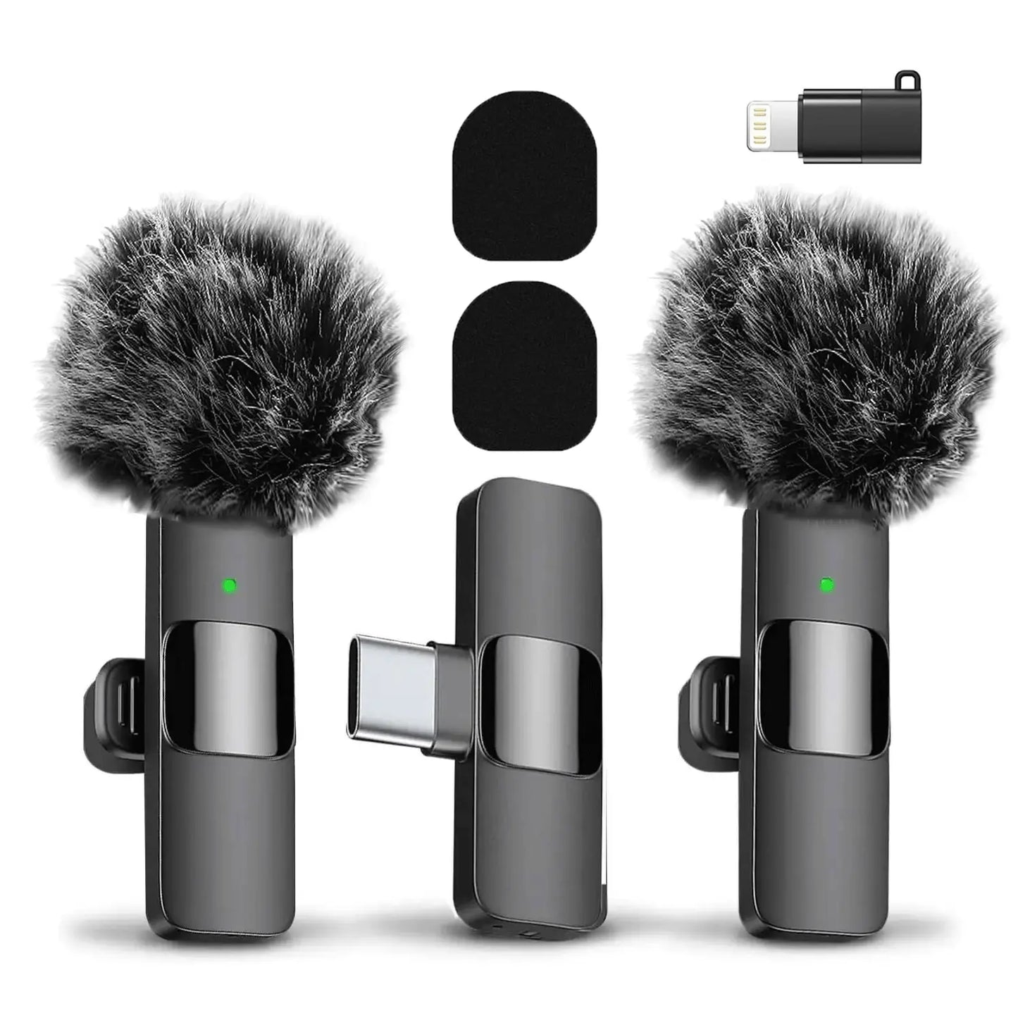 Hitozon Wireless Microphone for Iphone Ipad and Android Phone, 2 Pack Wireless Lavalier Lapel Mic with Noise Reduction, Plug and Play Mini Microphone for Video Recording Interview Podcast Youtube Tiktok Vlog,Summerwins