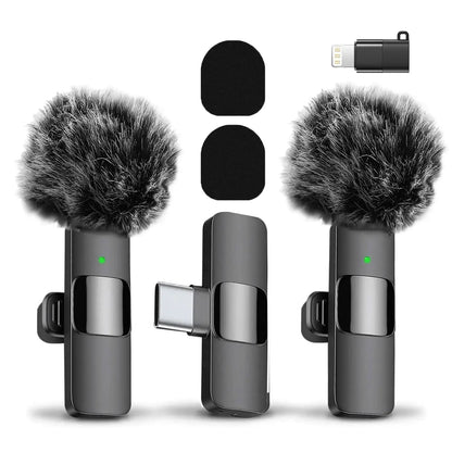 Hitozon Wireless Microphone for Iphone Ipad and Android Phone, 2 Pack Wireless Lavalier Lapel Mic with Noise Reduction, Plug and Play Mini Microphone for Video Recording Interview Podcast Youtube Tiktok Vlog,Summerwins