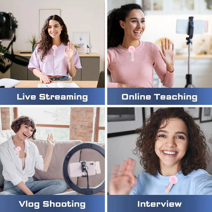 Hitozon Wireless Microphone for Iphone Ipad and Android Phone, 2 Pack Wireless Lavalier Lapel Mic with Noise Reduction, Plug and Play Mini Microphone for Video Recording Interview Podcast Youtube Tiktok Vlog,Summerwins