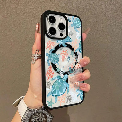Ocean Sea Turtle Magnetic Case for iPhone 17/16 Pro Max - Durable, Shockproof, Anti-Scratch, Non-Yellowing with Colorful Border