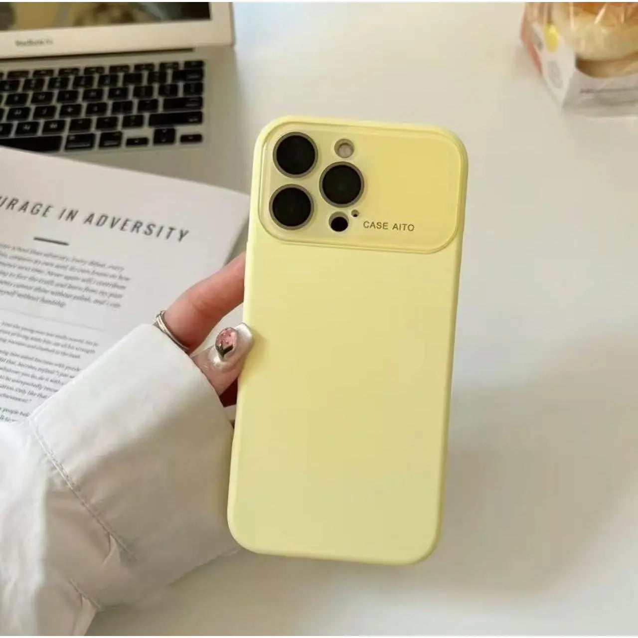 Simple Solid Color for Iphone 17/16/15/14/13/12 Promax Pro Air Couple Phone Case Comes with a Built-In Lens Protector,Made of Liquid Silicone, Shockproof and Drop-Resistant, with Dopamine-Inspired Colors.