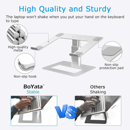 Laptop Stand, Ergonomic Aluminum Height Adjustable Computer Stand Laptop Holder for Desk, Compatible with Macbook Pro/Air, Dell, Lenovo, HP, Samsung, More Laptops 11-17"