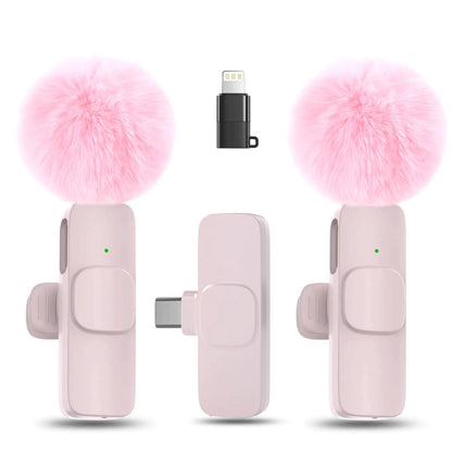 Hitozon Wireless Microphone for Iphone Ipad and Android Phone, 2 Pack Wireless Lavalier Lapel Mic with Noise Reduction, Plug and Play Mini Microphone for Video Recording Interview Podcast Youtube Tiktok Vlog,Summerwins