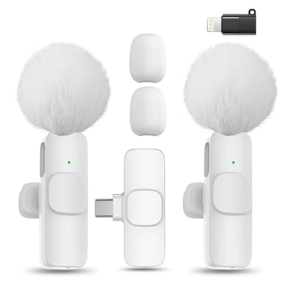 Hitozon Wireless Microphone for Iphone Ipad and Android Phone, 2 Pack Wireless Lavalier Lapel Mic with Noise Reduction, Plug and Play Mini Microphone for Video Recording Interview Podcast Youtube Tiktok Vlog,Summerwins