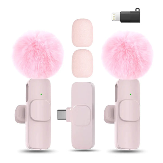 Hitozon Wireless Microphone for Iphone Ipad and Android Phone, 2 Pack Wireless Lavalier Lapel Mic with Noise Reduction, Plug and Play Mini Microphone for Video Recording Interview Podcast Youtube Tiktok Vlog,Summerwins