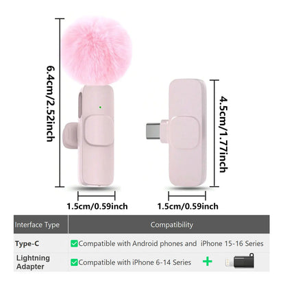 Hitozon Wireless Microphone for Iphone Ipad and Android Phone, 2 Pack Wireless Lavalier Lapel Mic with Noise Reduction, Plug and Play Mini Microphone for Video Recording Interview Podcast Youtube Tiktok Vlog,Summerwins